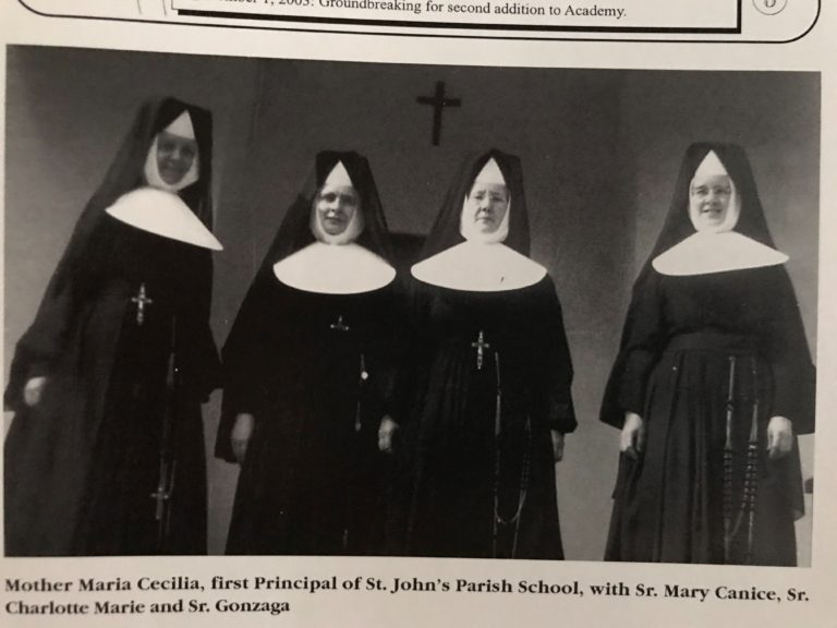 Mother Maria Cecilia, first Principal of St. John’s Parish School, with Sr. Mary Canice, Sr. Charlotte Marie, and Sr. Gonzaga