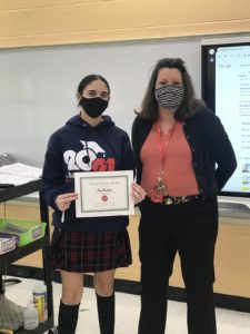 Ava Messina, grade 8, earns Mundhenk Character Award