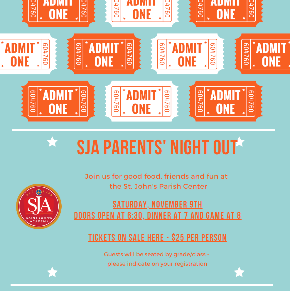 SJA Parents Night Out flyer 2024